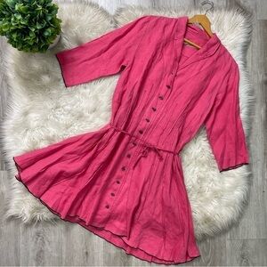 Cynthia Ashby Pink Lagenlook‎ Waist Tie Dress